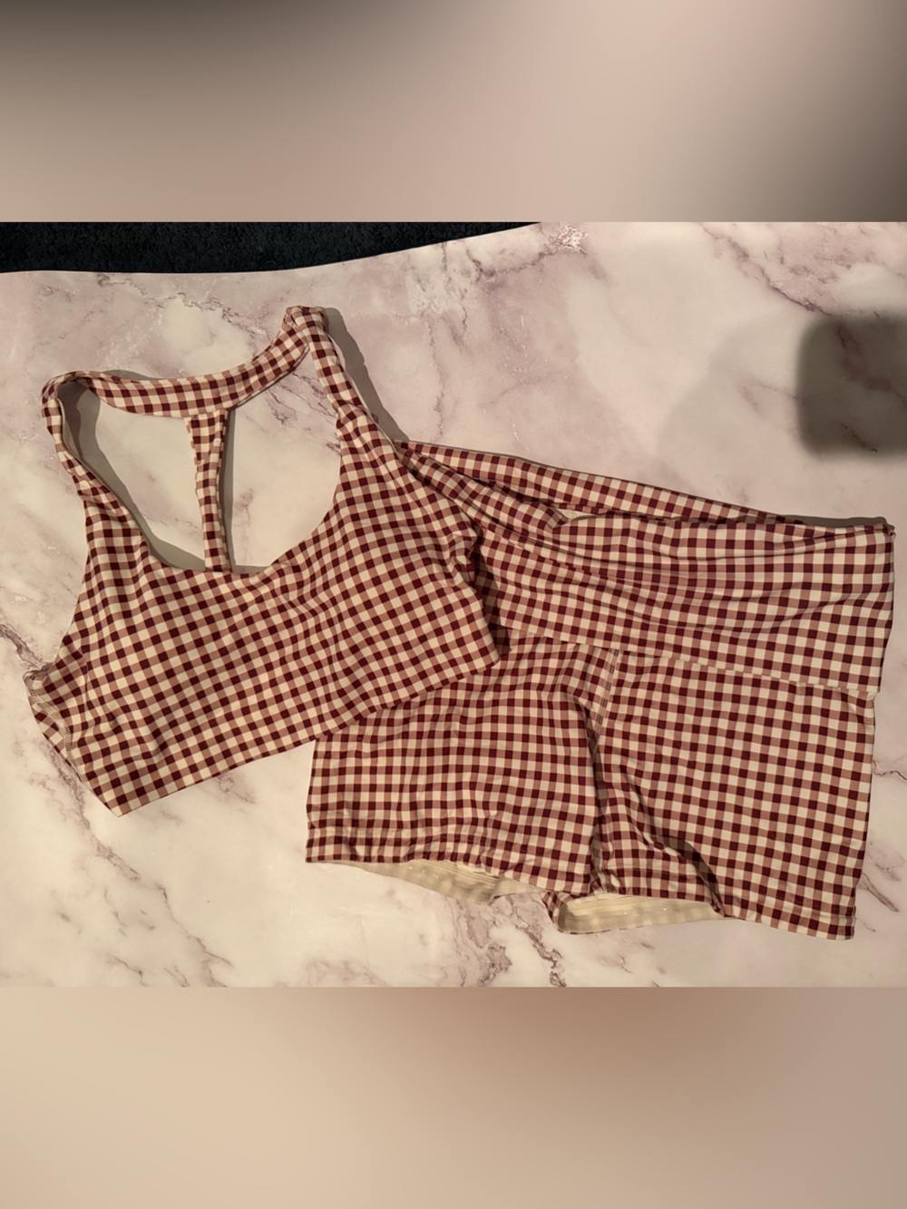 joylab brown and white sports bra and shorts set medium - Picture 3 of 4